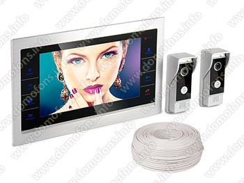 Комплект видеодомофона с двумя вызывными панелями HDcom S-101AHD + дополнительная вызывная панель + два блока вызова