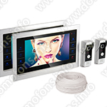 Комплект: видеодомофон HDcom S-101AHD с двумя вызывными панелями и двумя мониторами 